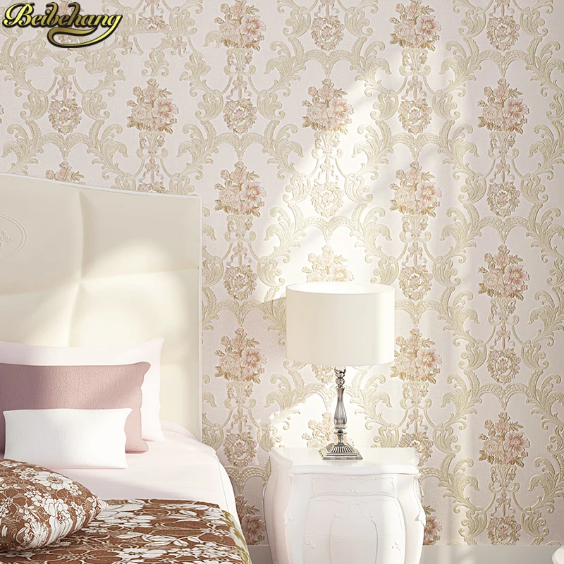 beibehang European Embossed Flower Wallpaper for Wall Bedroom home improvement 3D Simple Art wallpapers for living room ceiling