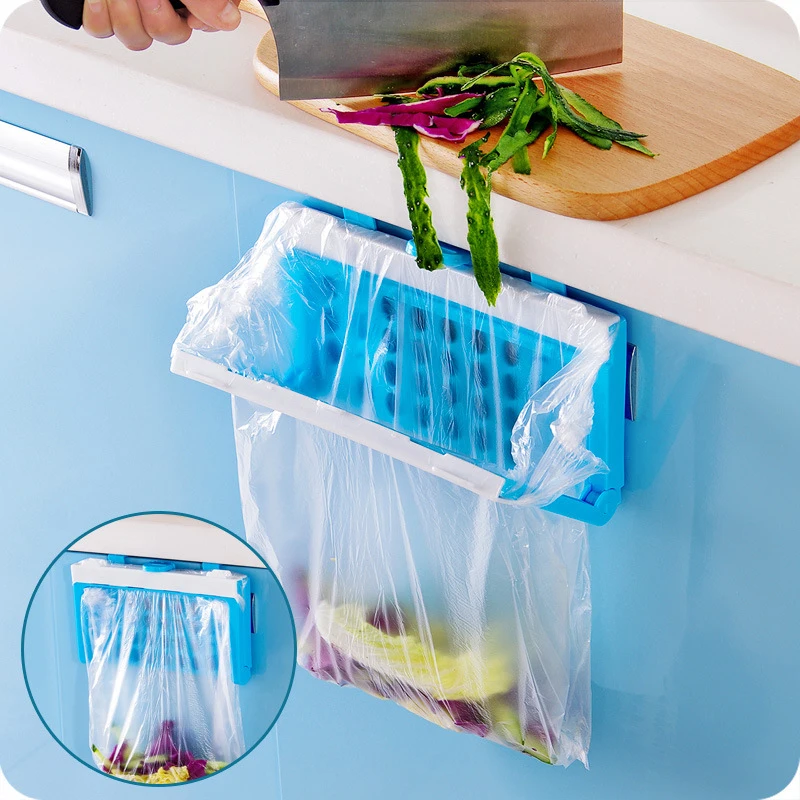 

Foldable Plastic Garbage Bags Rack Portable Hanging Trash Rubbish Bag Storage Holder Kitchen Gadgets Holders Racks