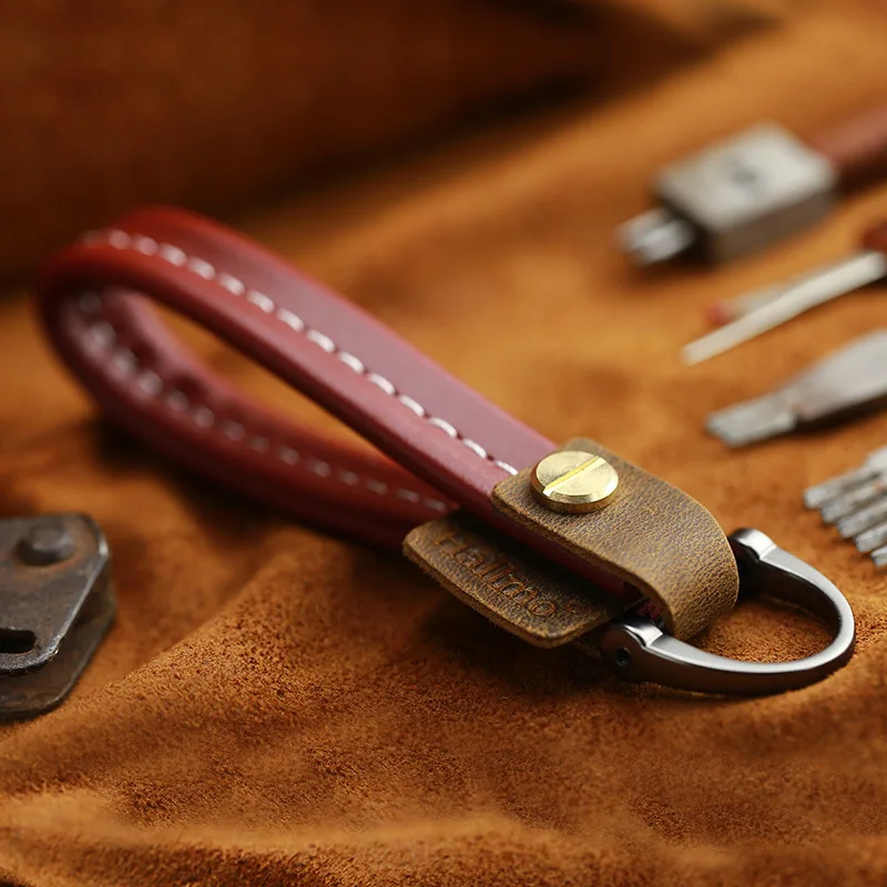 

Genuine Leather Car Keychain Creative Design Cowhide Key Rope For Car Key Fastener High Quality