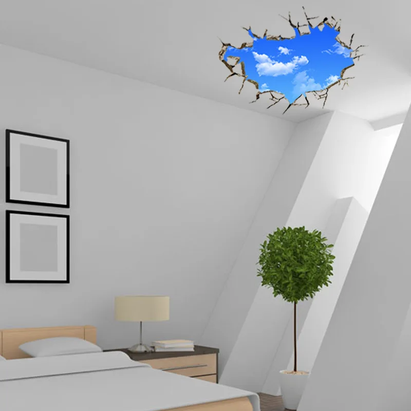 Us 3 15 21 Off 3d Blue Sky White Clouds Wall Stickers For Kids Rooms Ceiling Roof Wall Decals Home Decor Self Adhesive Floor Art Mural Poster In