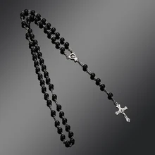 2020 nouvelle mode à la main ronde perle de verre chapelet catholique qualité perle croix collier perles croix religieux pendentifs collier