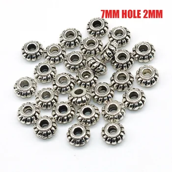 

100pcs/lot Mixed Size Tibetan Silver plated European Loose Beads hollow out big hole bead Fit For charm Bracelets Making
