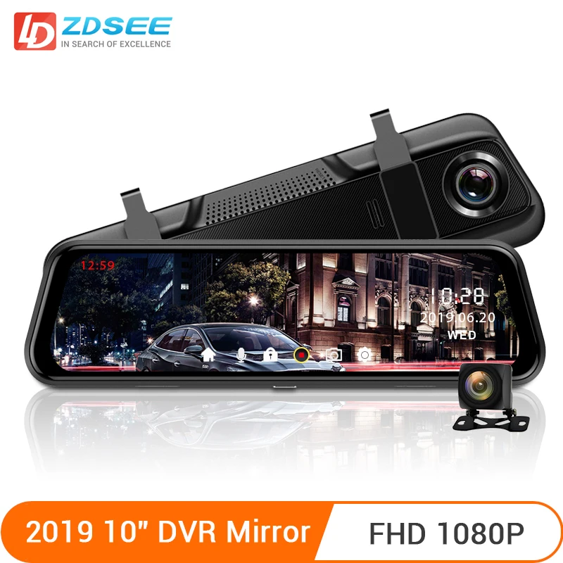 

LDZDSEE A9 Car Camera DVR Mirror dashcam 10" Full HD 1920x1080 with Rear View Camera mirror video drive recorder auto registrars