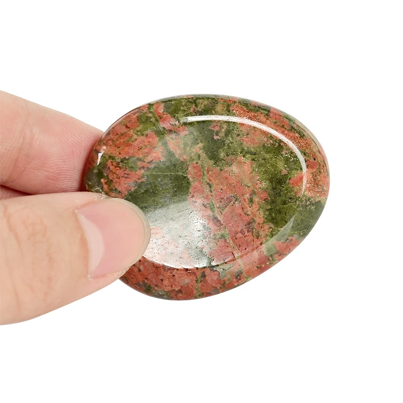 

48mm unakite Thumb Worry Stone and mineral Crystal for Anxiety feng shui Healing Reiki crystals Oval Palm Stones Hand massager