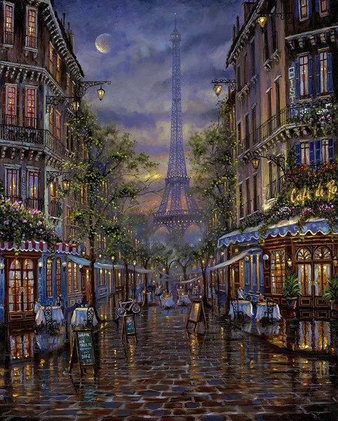 

Embroidery Cross Stitch Kits Needlework Summer in Paris Tower Scenery Crafts 14CT Counted Unprinted DMC DIY Arts Handmade Decor