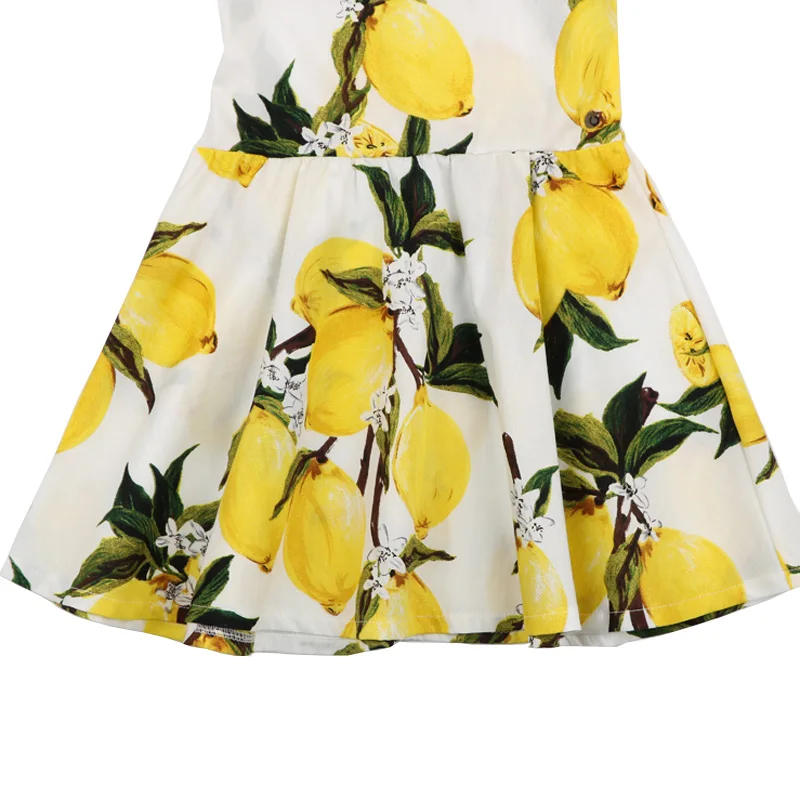 New Brand Summer Girls Cotton Dresses Lemon Pattern Fly Sleeve Baby Girl Dress Children Soft Sundress Kids Clothes (6)