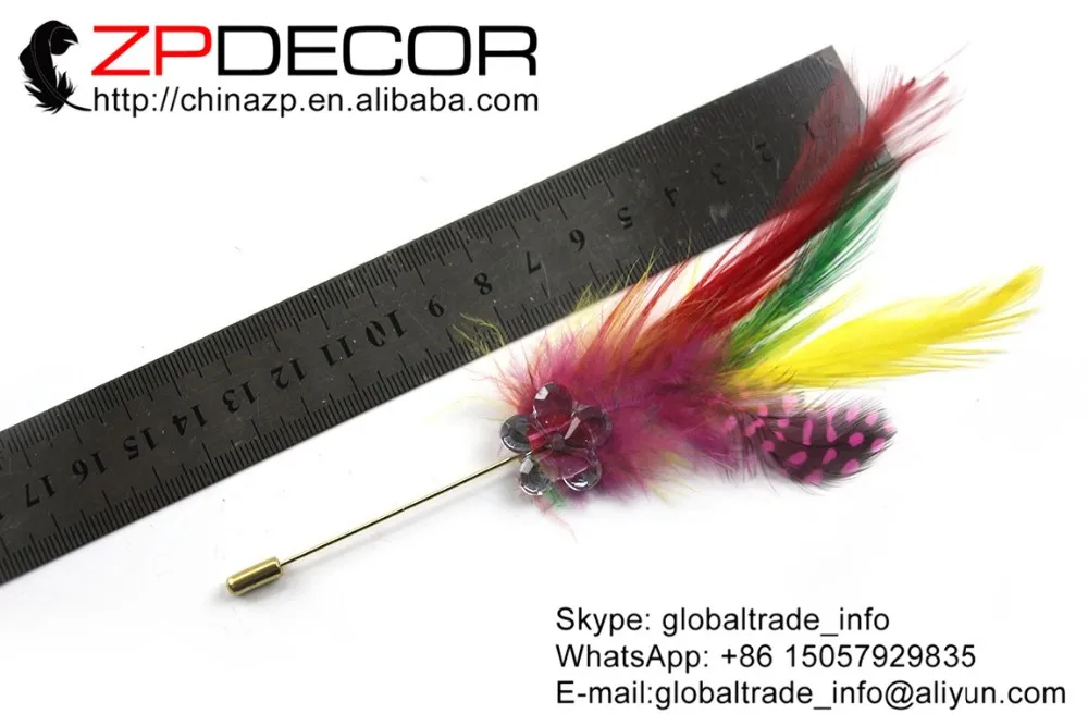 25_mixed color chicken feather brooch (7)
