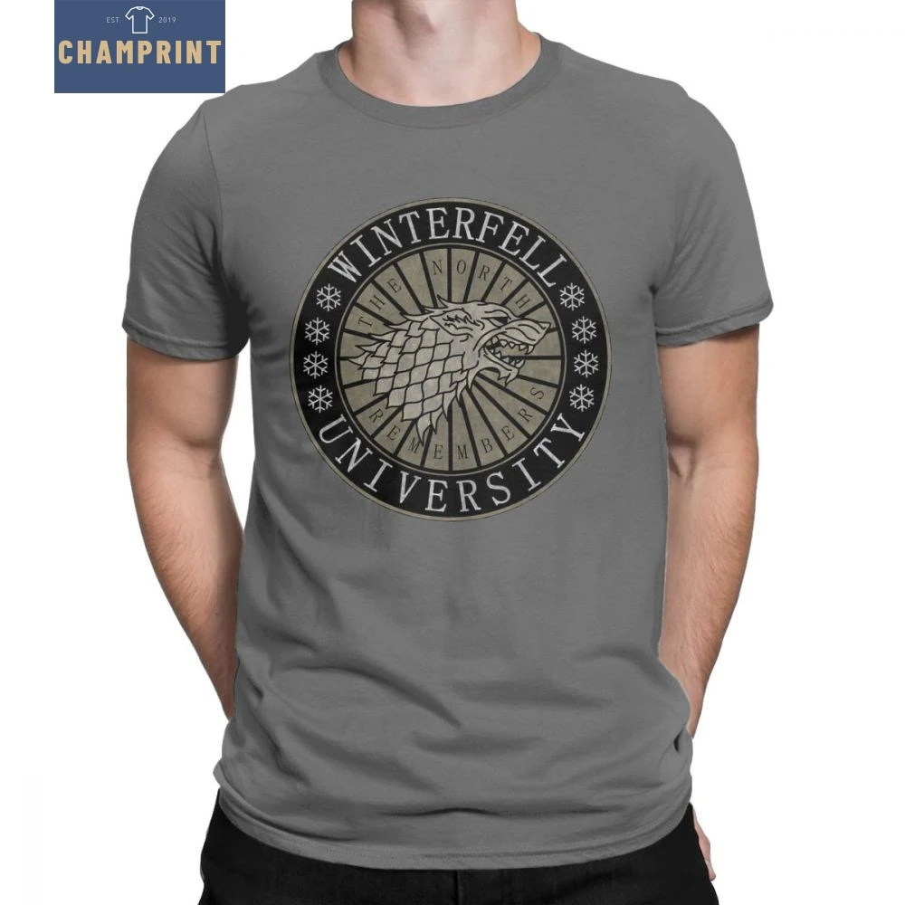 

Men T Shirt North University Game Of Thrones T-Shirts House Of Stark Novelty Short Sleeves Tee Shirt Clothes Cotton Designs