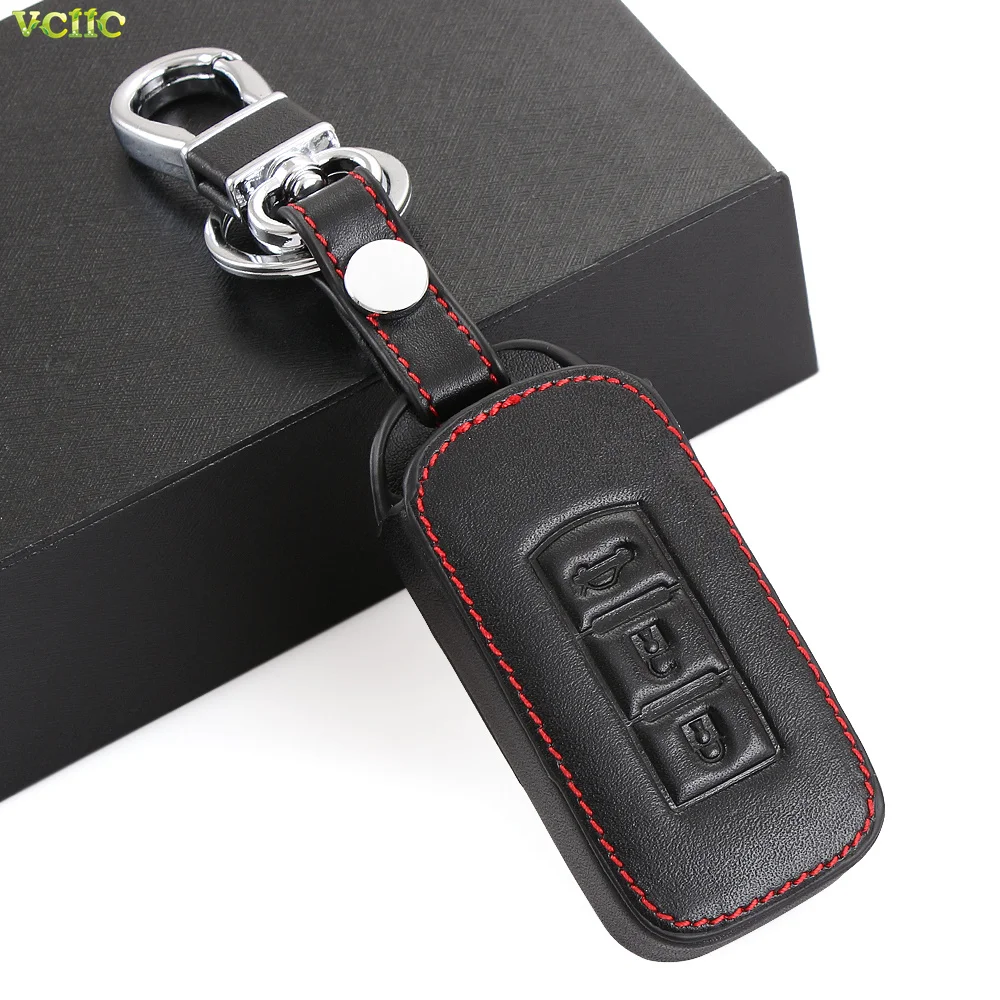 

Genuine leather Car Key cover case For MITSUBISHI OUTLANDER Lancer EX For Mitsubishi ASX Pajero L200 ,3 Buttons smart key