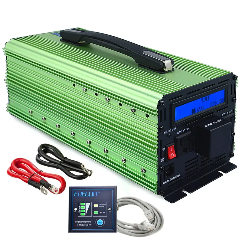 

EDECOA US standard 12V 110V 120V power inverter home solar power system 3000w 6000w converter with LCD handle free shipping
