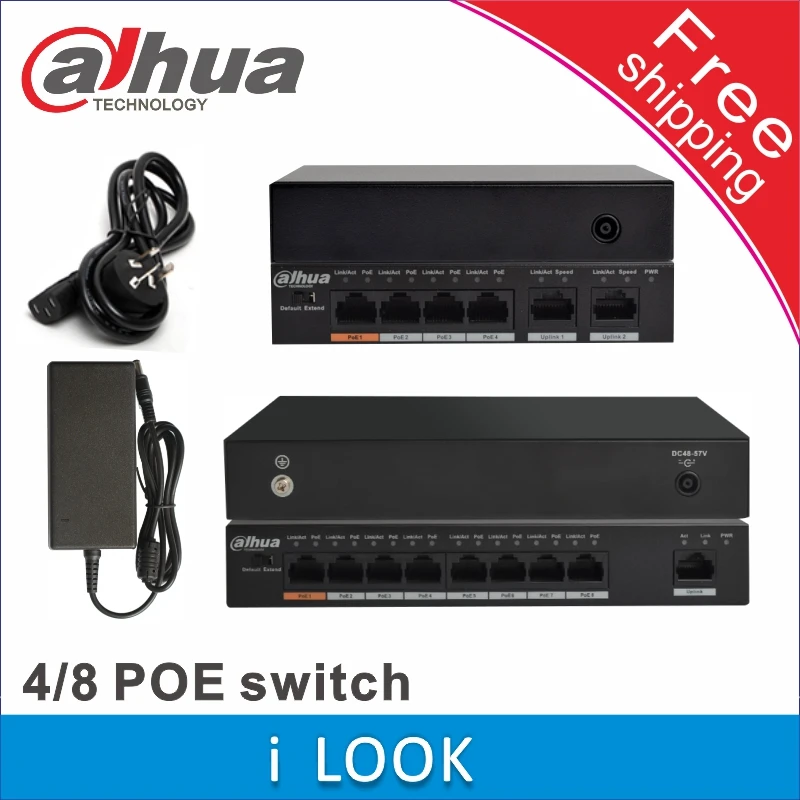 Dahua PoE коммутатор 4+ 2 порта DH-S1500C-4ET2ET-DPWR PoE коммутатор 8+ 1 порт DH-S1500C-8ET1ET-DPWR коммутатор сетевые камеры питание