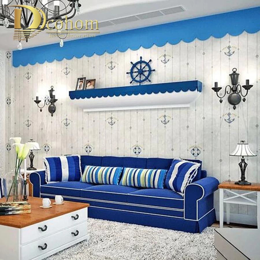 Us 19 5 40 Off Mediterranean Cartoon Wood Striped Kids Room Wallpaper For Walls Girls Boys Bedroom Decor Simple Children Wall Paper Rolls In