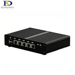 Без вентилятора Мини-ПК 2 ГГц 4 ядра Celeron J1900 4 LAN HTPC небольшой ПК Router сервер с черный чехол ТВ Box неттоп компьютер