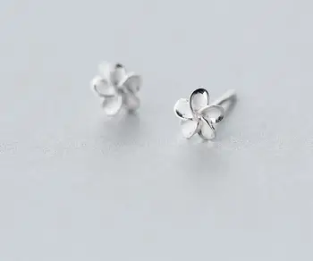 

6mm SMALL/ Tinny Real. 925 Sterling Silver jewelry White Enamel Hibiscus Flower Plumeria Hawaii stud Earrings GTLE1253