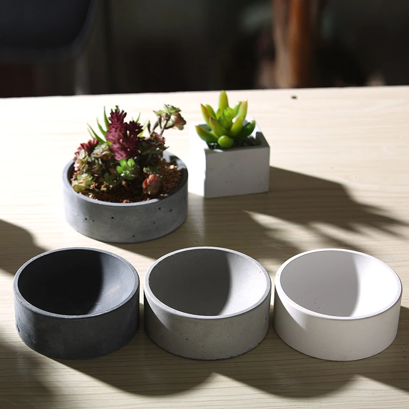 

silicone mold Cement multi - flower pots storage home furnishings round storage functional container molds (No water holes)