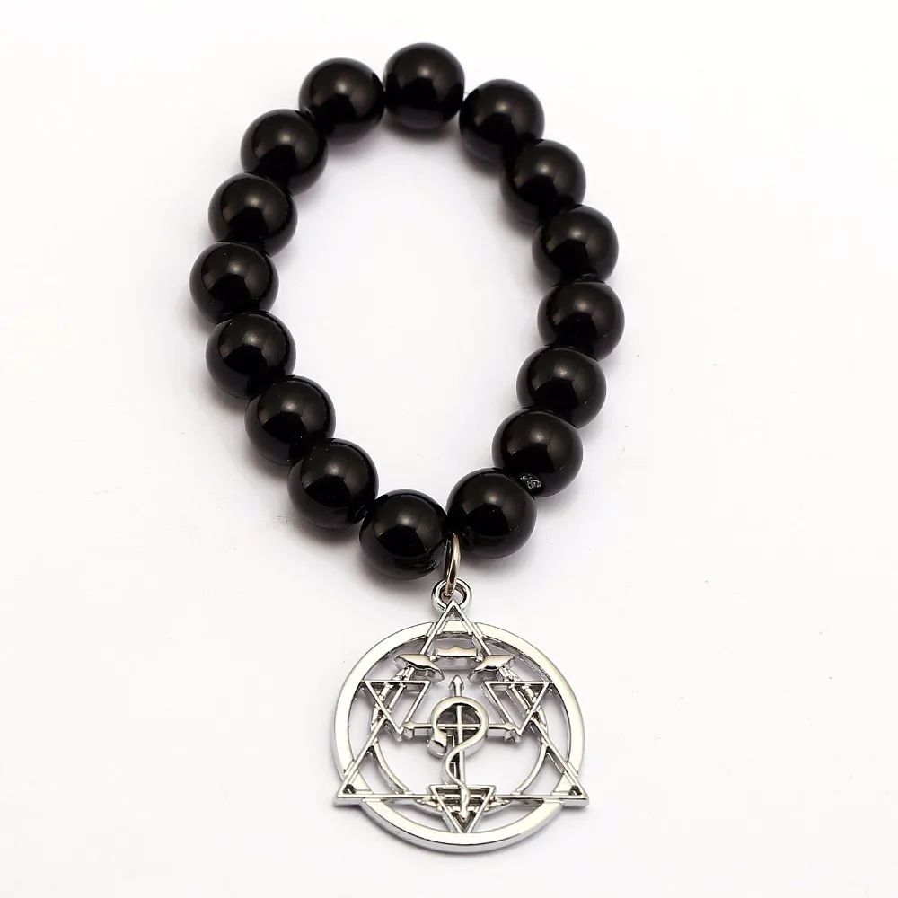 

Hollow Round Pearl Bracelet Cartoon Alchemist Steel Mandala Snake Sealing Array Elastic Corded Bracelet Bead Diameter 10mm