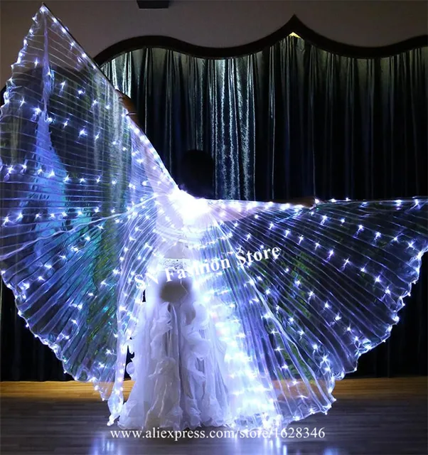 P01 Split white wings luminous glowing cloak dance stage led costumes  bellydance wears party perform led cloak rave led wings dj