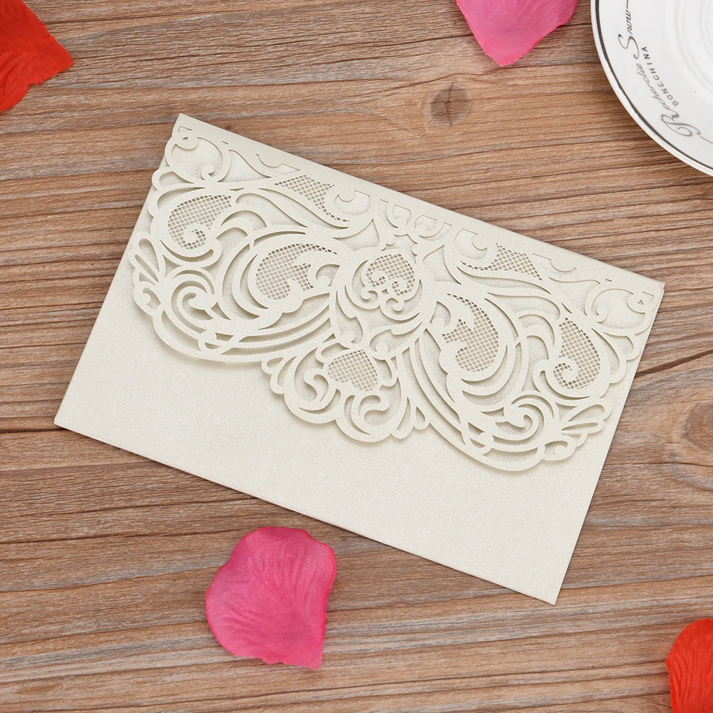  5 SETS wedding card invitation Laser Cut Invitations with Blank Inner Sheet and Envelopes for Weddi - 33044320541