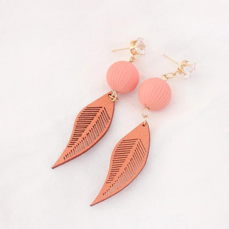 Europe and the United States Retro lantern long earrings Bohemian Wind Leaf Beads Earrings Zircon Dropshipping EH031