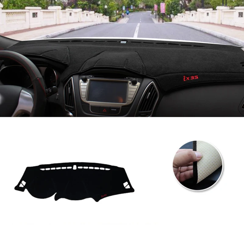 Для hyundai IX35 2010 2011 2012 2013 LHD крышка приборной панели автомобиля коврики Избегайте светильник колодки солнцезащитный тент ковры отделка Аксессуары - Название цвета: Black Side