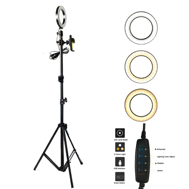 

Adjustable Phone Photography Shooting Light Stand+Photo Studio LED Beauty Ring Light Kits For Photo/Video Selfie Fill Light