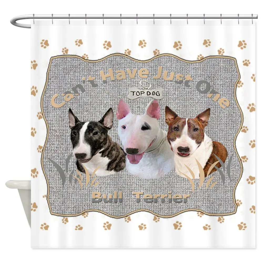 

Three Bull Terriers Cant Have Just One Blanket Sho Decorative Fabric Shower Curtain
