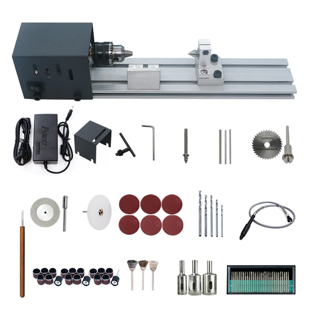 

Mini Lathe Beads Polisher Machine Woodworking Craft DIY Rotary Tool Universal Set US Plug
