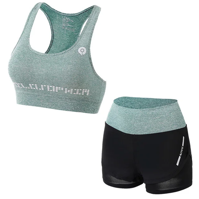 Green 2pcs set-3 Комплект из 2-5 предметов, женские комплекты для йоги, спортивные комплекты для тренировок, женская одежда для тренировок, спортивная одежда для спортзала, спортивные штаны для бега - Цвет: Green 2pcs set-3