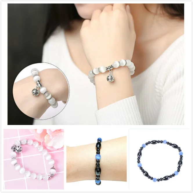 

Magnetic Healthcare Slimming Men Bracelet Weight Loss Hand String Slimming Stimulating Acupoints Black Gallstone Women bangles