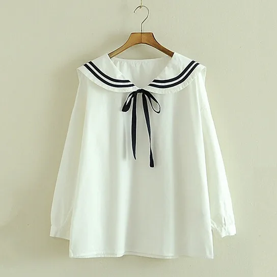 Mujeres otoño estilo marinero collar camisa femenina tamaño blanco estudiante de larga tops 0607|shirt female|women blousesblouses plus - AliExpress