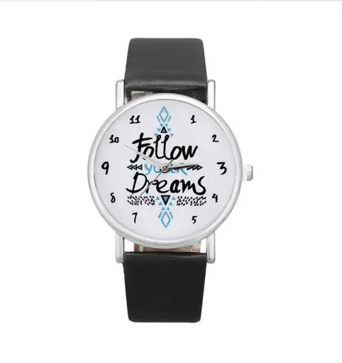 Женские кварцевые часы с надписью Follow Your Dreams наручные от известного бренда