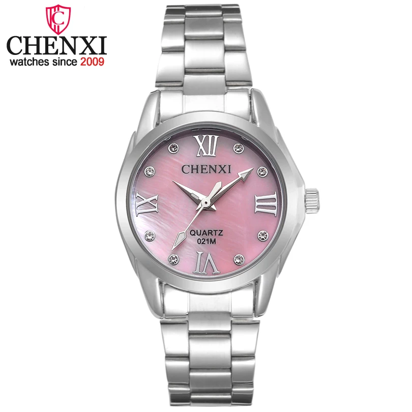 CHENXI Brand Elegant Women Business Quartz Watch Ladies Stainless Steel Rhinestone Clock Decoration Gift Relogio Feminino