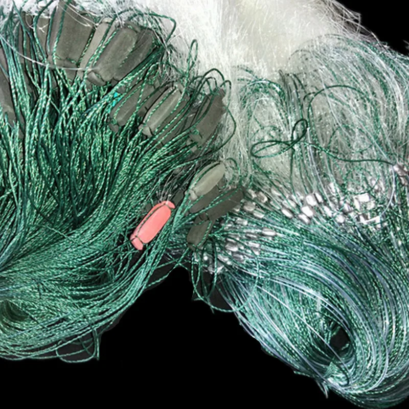 quality gill net H3*L100M 3layer 5 and 20cm mesh sink net fish trap sticky fishing net outdoor pesca reservoir fishing network
