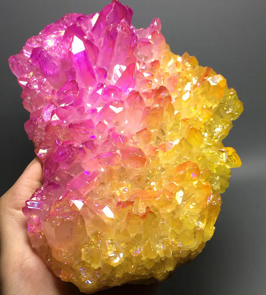 

639g More color Aura Quartz Crystal Titanium Bismuth Silicon Cluster Rainbow wedding souvenirs