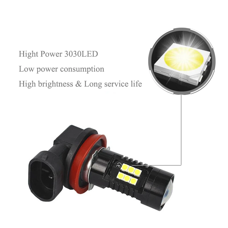 2X супер белые H8 H11 CREE чип 3030 светодиодный Противотуманные фары дальнего света без