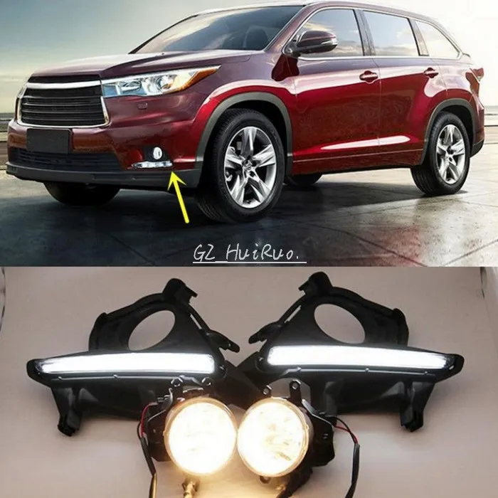 2шт автомобилей светодиодные DRL+Противотуманные фары дневного света для Тойота Хайлендер 2014 2015 2016 ДРЛ лампы emark приведен водонепроницаемый 12 светодиодных 1pair/серия 2шт автомобилей светодиодные DRL+Противотуманные фары дневного света для Тойота Хайлендер 2014 2015 2016 ДРЛ лампы emark приведен водонепроницаемый 12 светодиодных 1pair/серия