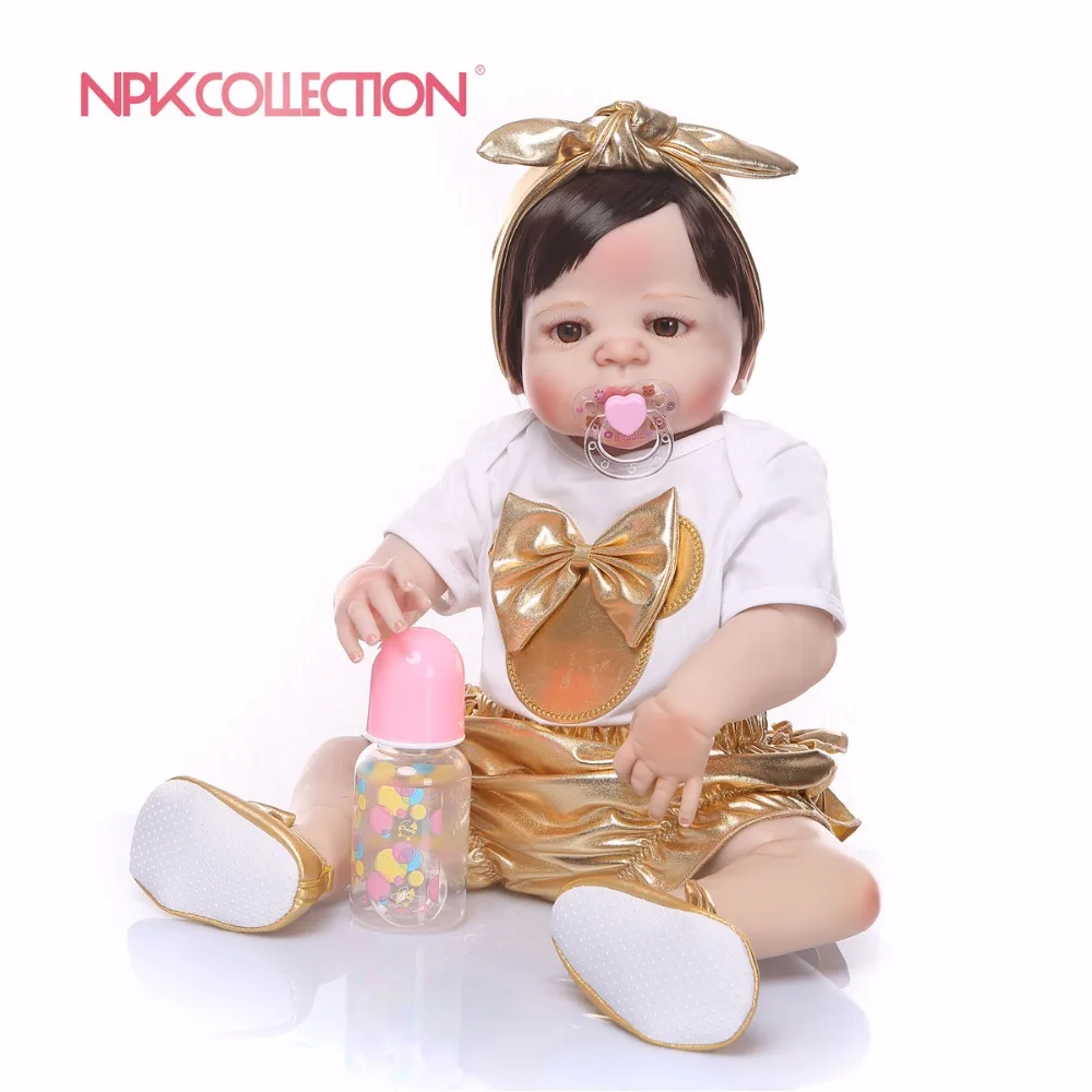 

New Design Full Silicone Body Reborn Baby Doll Toy Lifelike Handmade Nreborn Girl Baby Toy Xmas Gift Bathe Toy Alive Bebe Boneca