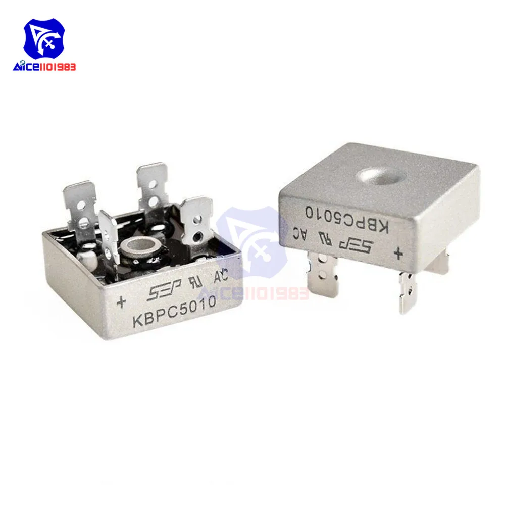 

5PCS/Lot KBPC5010 Bridge Rectifier 50A 1000V AC Metal Case Single Phases Diode Bridge Rectifier