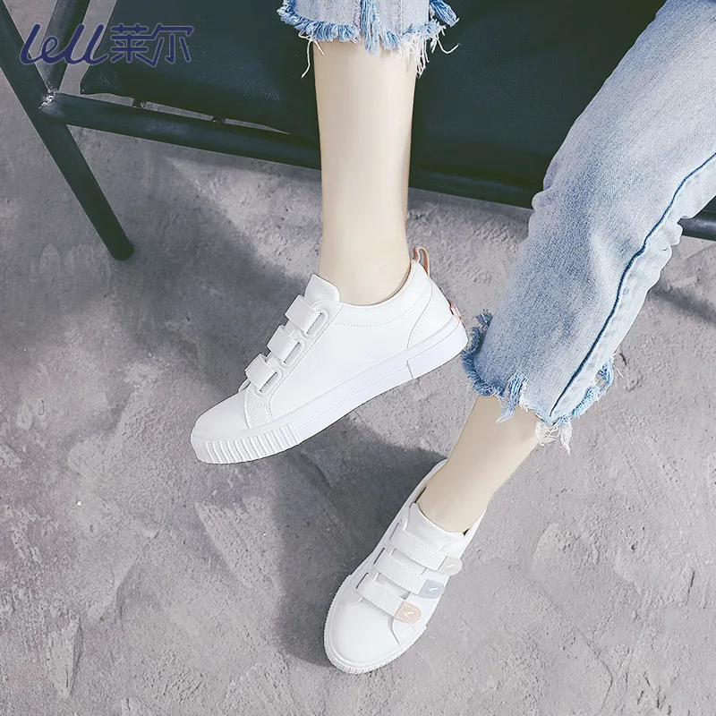 JINBEILEE Casual Leather  Versatile  Comfortable Flat White Shoes  Student Canvas Skateboarding Shoes  Women Breathable