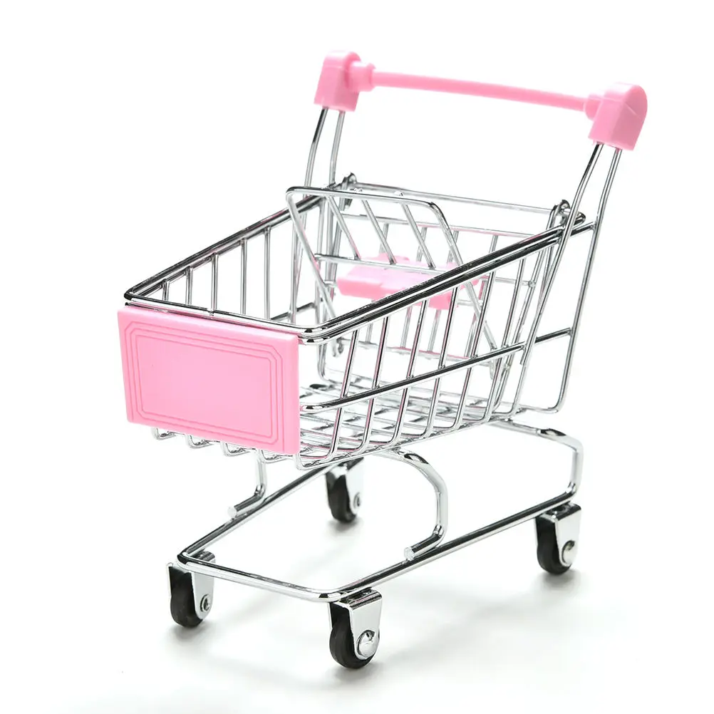 1 шт. Новая красочная забавная мини-тележка для супермаркета, тележка для домашних животных, птица, попугай, хомяк, игрушка для хранения, держатель для телефона, детская игрушка - Цвет: Pink