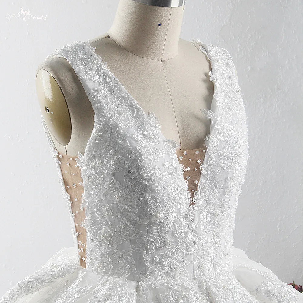 RSW1507 Robe De Mariee Princess Luxe Noiva V образный вырез прозрачные Свадебные платья 2019 бальное