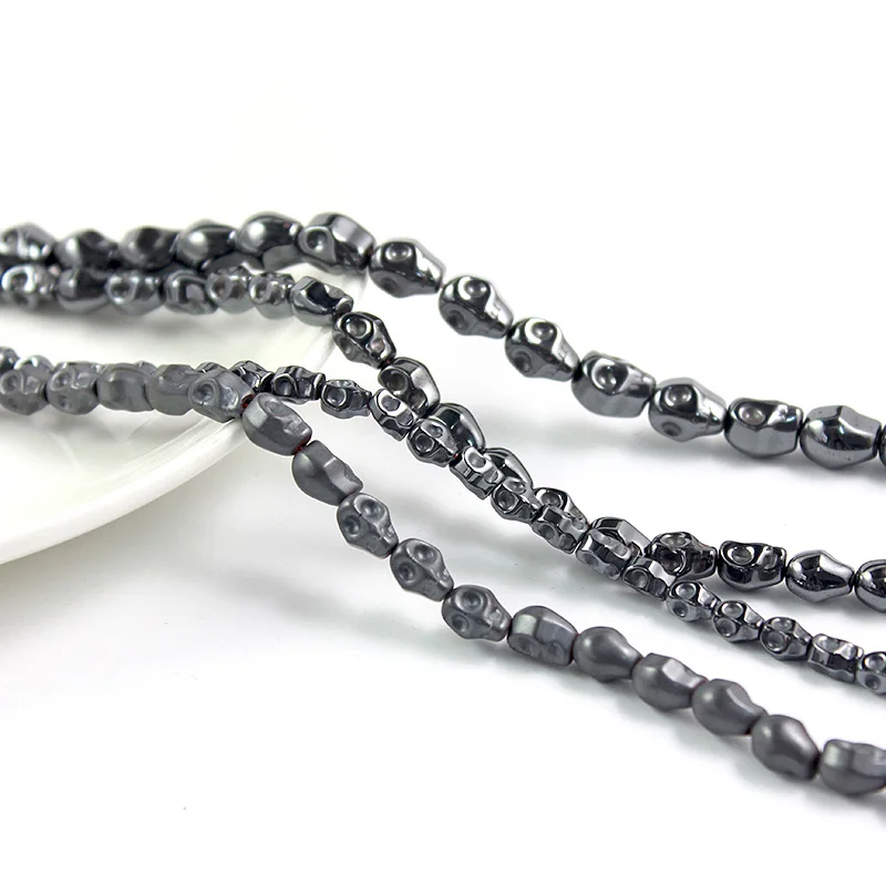 

1 strand/pack Black and Matte Gray Hematite Stone Skull Loose Beads for Making Jewelry DIY Supplies HLB1025