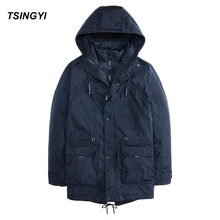 Tsingyi однотонная двухкомпонентная зимняя куртка мужская синяя черная 3 в 1 ветрозащитная верхняя одежда толстые парки Casaco Masculino Inverno пальто