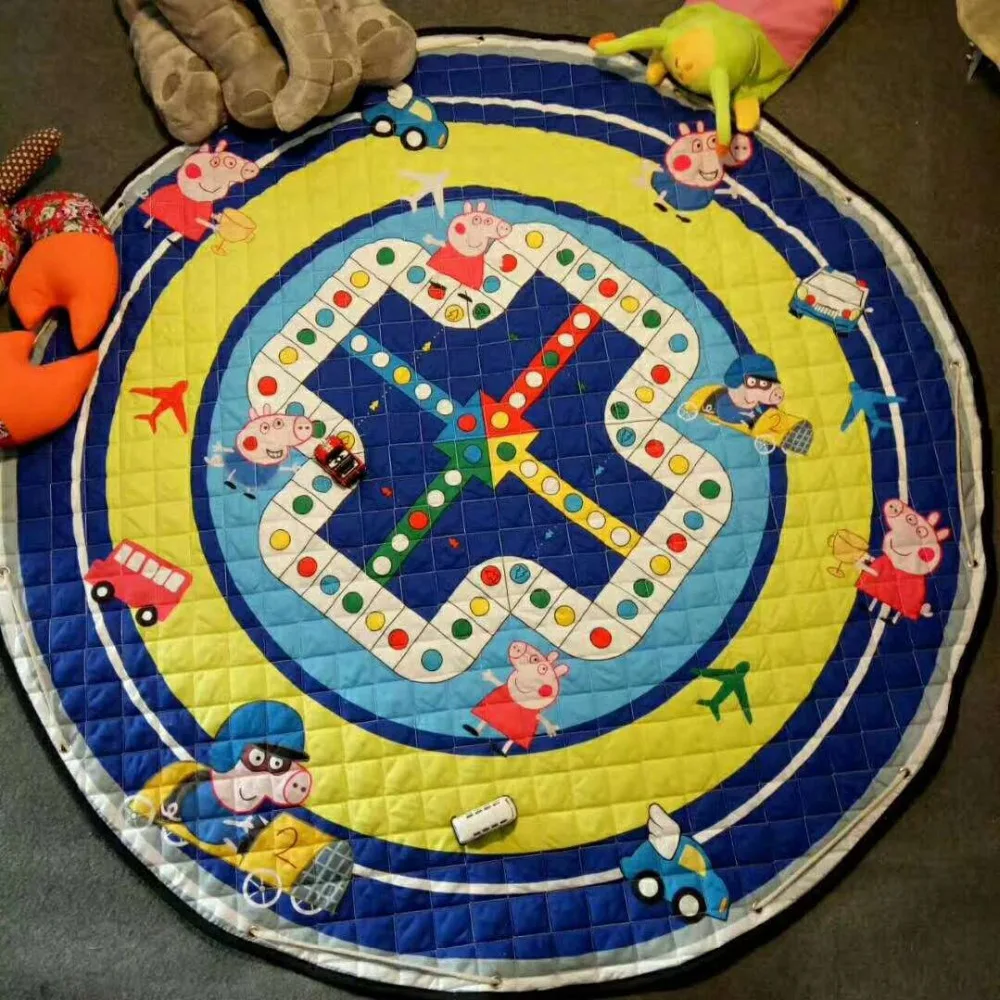 Мультяшные Животные Печатные круглые детские игровые коврики ползающий ребенок одеяло ковер сумка для хранения игрушек картины без рамы