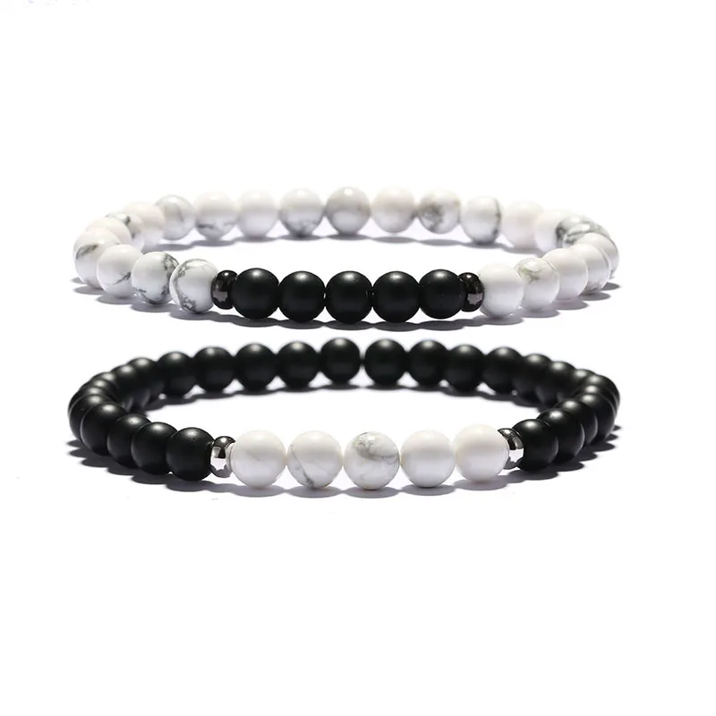 

Noter Natural White Turquoises Stone Bracelet Men Women Couple Braslet 6mm Matte Beads Charm Bracelet Erkek Bileklik Pulseira