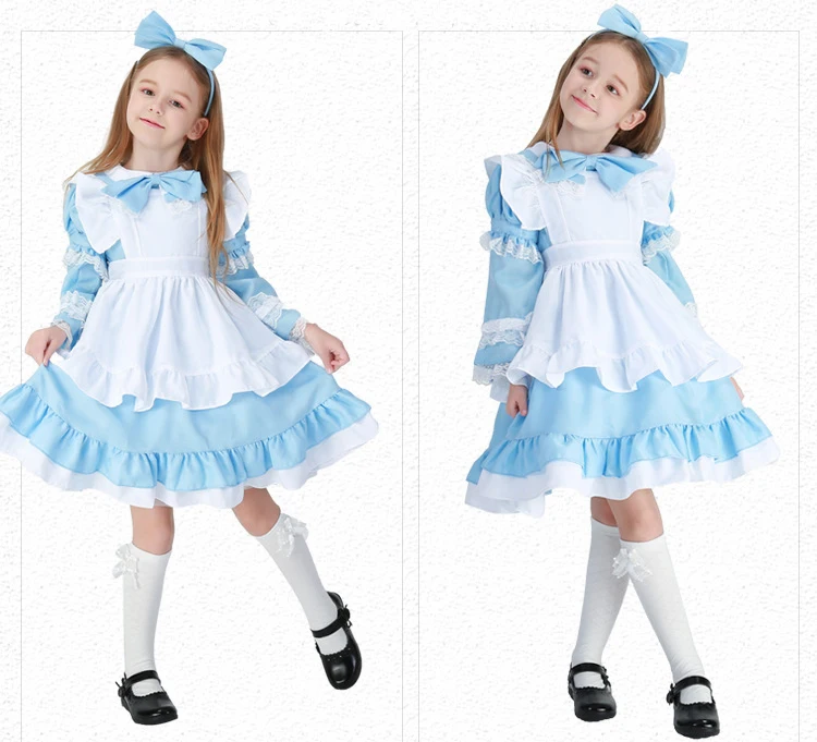 Halloween Deluxe Kid Girl's Alice In Wonderland Costume Storybook Maid  Lolita Uniform Book Week Fantasia Outfit Fancy Dress - AliExpress