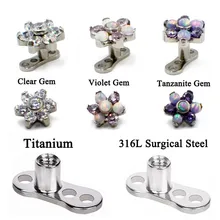 1 шт., G23 класс, титановый дермальный якорь, цветок, верх, микродермальные водители, поверхность, кожный набор, пирсинг, кольца, опал, тело, очаровательное ювелирное изделие