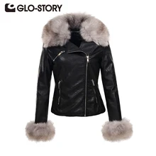 GLO-STORY, женские куртки с меховым воротником,, черный шик, уличный стиль, панк стиль, Осень-зима, женские пальто, женские Куртки из искусственной кожи, пальто 5066