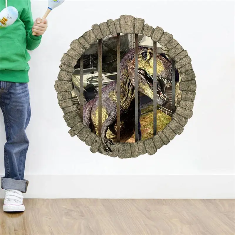 

3D effect Jurassic park world dinosaur wall decals baby room decoration decor pvc wall stickers cartoon movie wallpaper