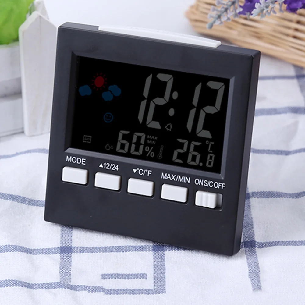 Цифровой термометр, гигрометр, ЖК-часы, функция повтора будильника, календарь, отображение погоды MJJ88